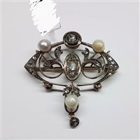 Brooch Soprana Gioielleria Woman ANTICO in Gold Diamante ARG-ORO ROSE DIAM PERLE - ARG-ORO ROSE DIAM PERLE